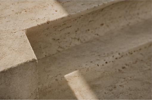 Neoclassical stone steps in warm natural light