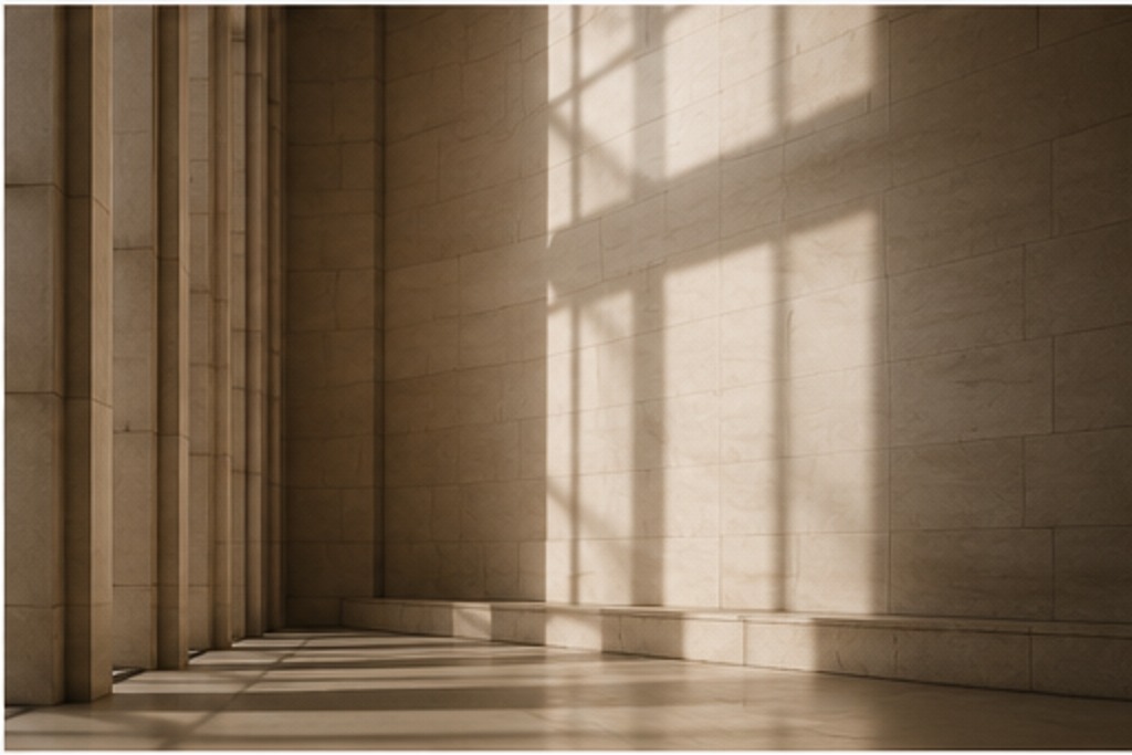 Stone colonnade in warm neutral light